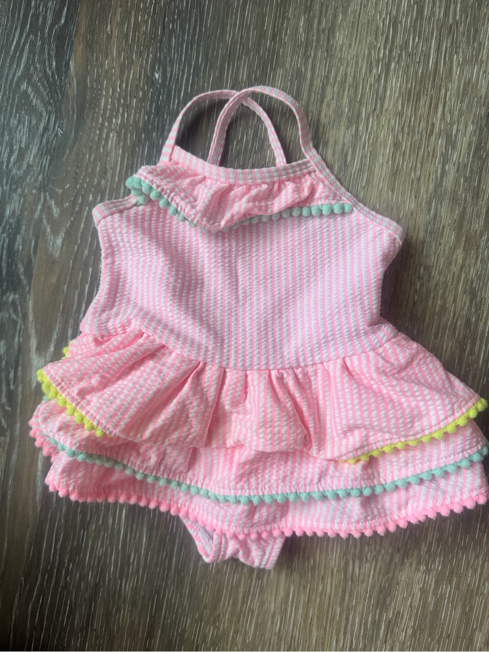 Wetsuit club Pink Seersucker Baby Girl Ruffle Swimsuit